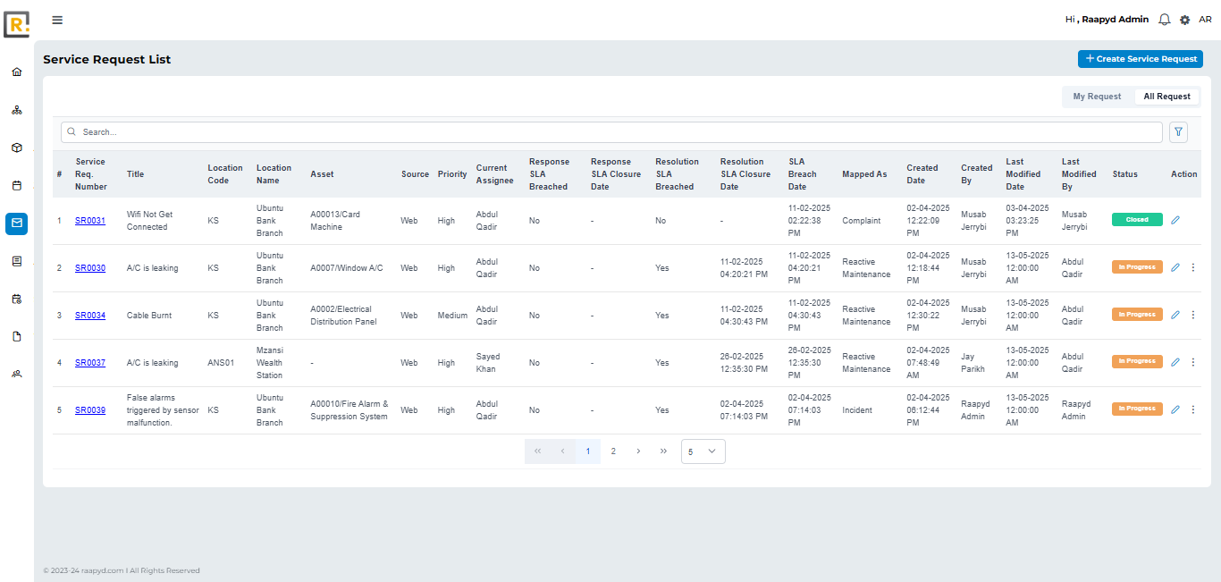 screenshot of Raapyd Field Service Management